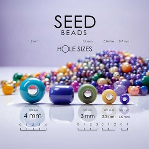 Picture of Accessories, Bead, Tape, Text, Jewelry, Number, Symbol with text SEED BEADS 1 .5 mm 1.1 m...