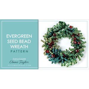 Picture of Accessories, Jewelry, Necklace with text EVERGREEN SEED BEAD WREATH PATTERN DESIGNER Anna...