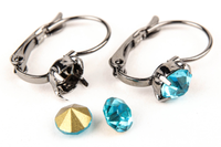 Athenacast Earwires Leverback with Crystal Setting SS24 (5.4mm) - Premium Gunmetal Plating | Pack of 10