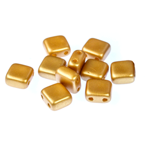 50 CzechMates 6mm Two Hole Tile Beads Pearl Coat Bistro (25036)
