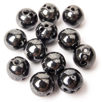 RounTrio Beads - Jet Hematite | 6mm | Pack of 50