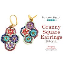 Picture of Accessories, Earring, Jewelry, Locket, Pendant with text POTOMACBEADS Granny Square Earri...