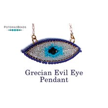 Picture of Accessories, Jewelry, Necklace, Gemstone with text POTOMACBEADS Grecian Evil Eye Pendant ...
