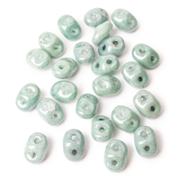 SuperDuo Beads - White Teal Luster 2.5x5mm