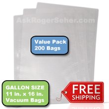 Value Pack of 200 11x16 in. Vacuum Sealer Bags ** FREE Shipping **
**** In Stock ready to ship  ****