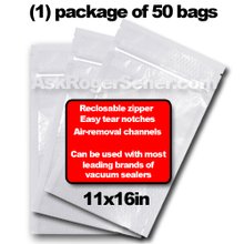 Weston Zipper Seal Vacuum Bags - Pint 11 x 16 (50 ct.) 30-0211-W
