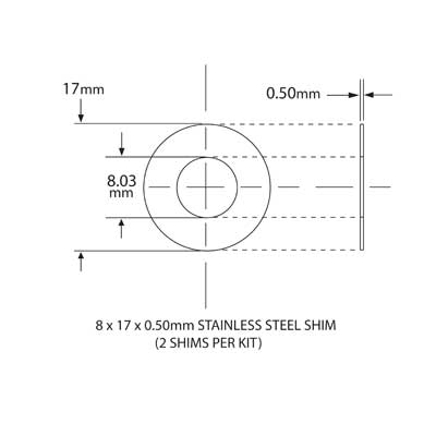 SHIM KIT FOR NEEDLE BEARING KIT 8mm ID x 17mm OD x 0.5mm