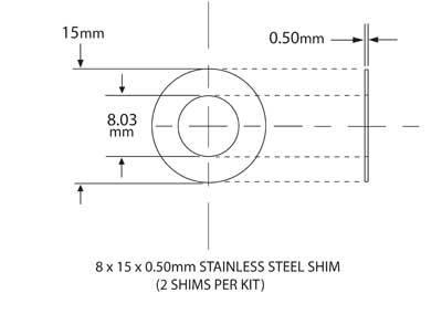 SHIM KIT FOR NEEDLE BEARING KIT 8mm ID x 15mm OD x 0.5mm