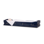 AChaise Bed Viewer or alternative viewing container with a cloth dummy inside and the shroud interior draped over edge. The foot end door is closed and it is featured with midnight blue painted wood.