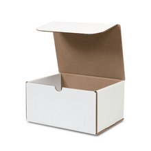 white corrugated box the size of a sure lock urn, shown with the lid open to see it is kraft color inside