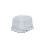 Grey plastic gem urn shaped like a gem with facetted edges. The coloring is gray striations similar 
