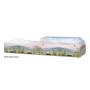 Vista Artisan Alternative Cremation Container with a mountain scenery print shown with only the foot end lid in place.