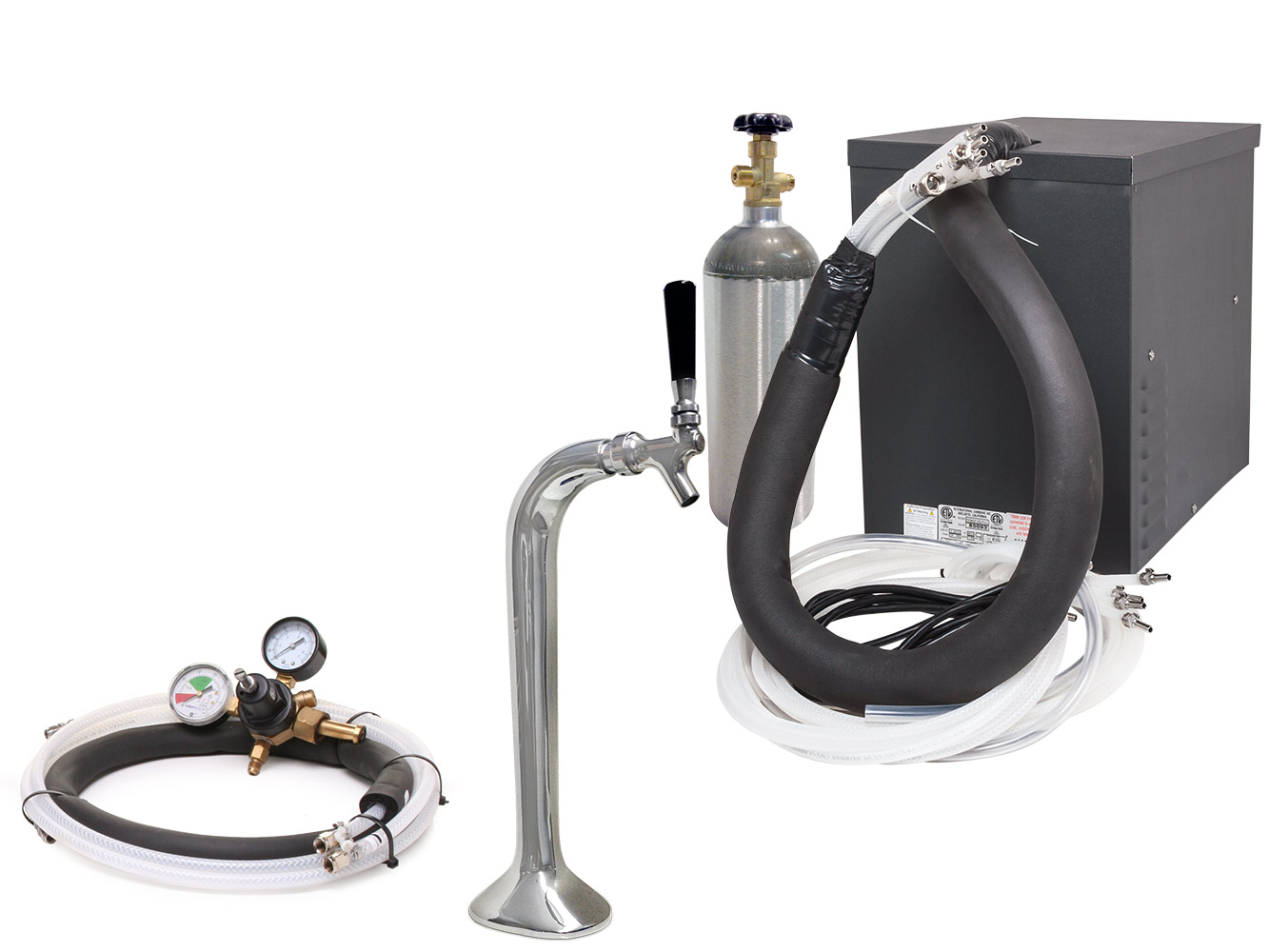 Seltzer Home Soda Draft Arm (Snake) System with Compact Remote Chiller (R1000S)