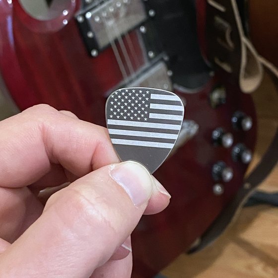 Titanium Guitar Picks with American Flag Grip