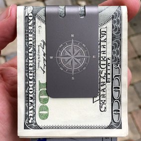 The mini-VIPER™ titanium money clip - COMPASS on NASA Optical Gray Finish
