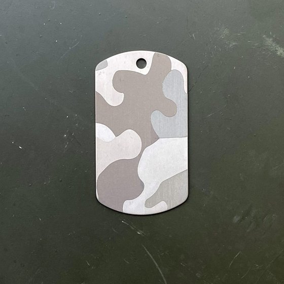 American Titanium Dog Tag with Precision Engraved CAMOUFLAGE on both sides