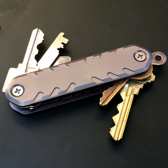 KEY-ARMOR™ Titanium Pocket Key Organizer - Natural Titanium Finish (with Logo and Made in USA)