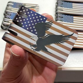 LIMITED EDITION!!  Rustic Anodized American Flag with Eagle on our VIPER™ Titanium Money Clip