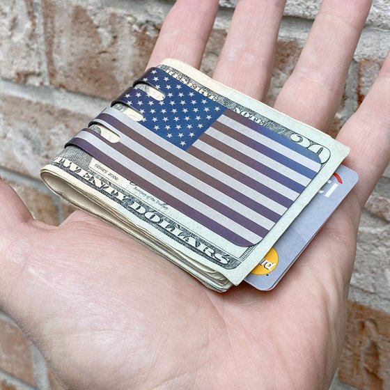 LIMITED EDITION!!  Rustic Anodized American Flag on our VIPER™ Titanium Money Clip