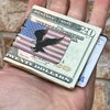 mini-VIPER Titanium Money Clip with Rustic American flag and Eagle.  Precision anodized.