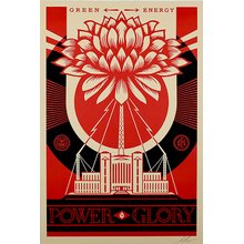 Obey Giant "Green Power-Red" Large Format Signed Screen Print