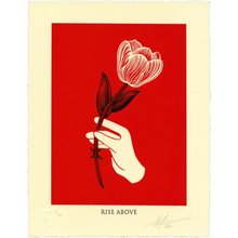 Obey Giant "Rise Above Barbwire - Red" Signed Letterpress