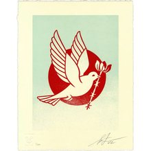 Obey Giant “Bird Wire Dove - Blue" Signed Letterpress