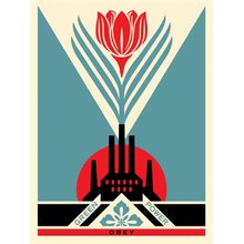 Obey Giant "Green Power Factory - Blue" Signed Screen Print