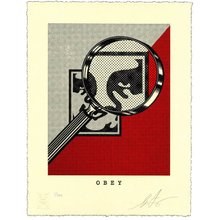 Obey Giant "Magnifying Glass - Red" Signed Letterpress