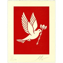 Obey Giant “Bird Wire Dove - Red" Signed Letterpress